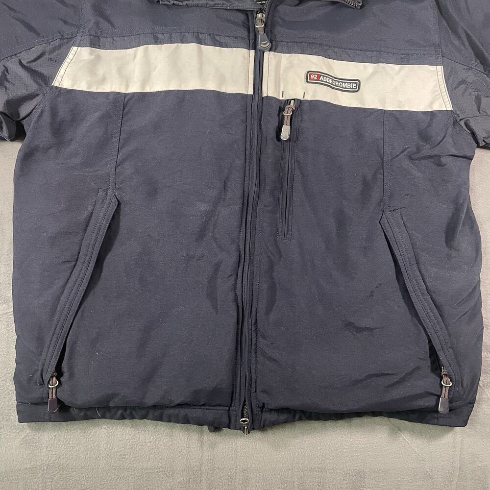 Y2K Abercrombie & Fitch A92 Jacket Mens L Fleece Lined Zip Coat Navy - Picture 2 of 16